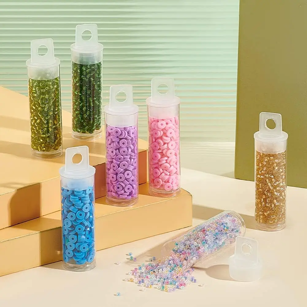 10pcs 6.8*1.9cm Plastic Bead Containers For Seed Beads Storage Beaded Collection Display