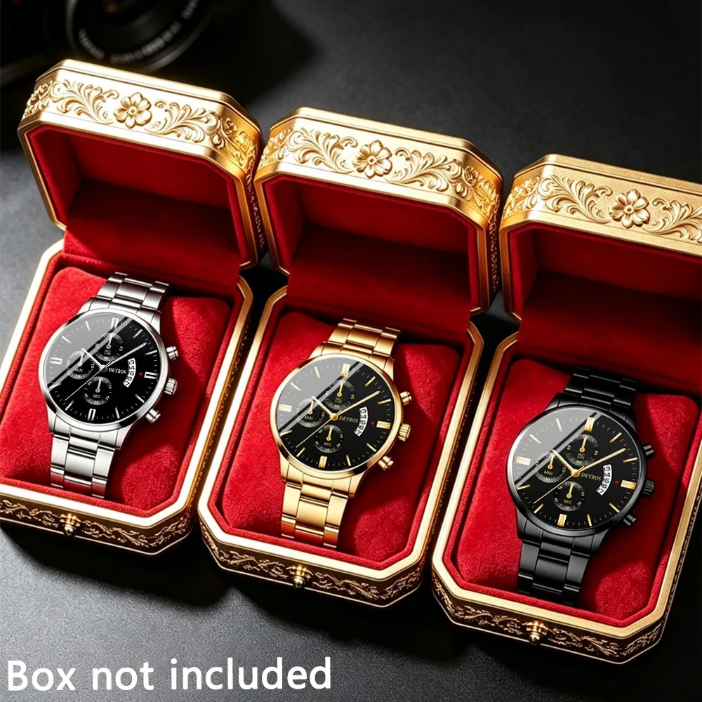 Men’s Watch Set, 3 PCS Business Casual Men’s Wristwatches, Men’s Quartz Watches, Gifts for Christmas, Birthdays