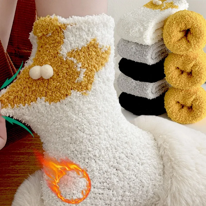 

Новинка 2023 года, носки из кораллового флиса с кошачьими лапами, нескользящие носки-тапочки, мягкие плюшевые носки-тапочки с животными для женщин и девочек, домашние