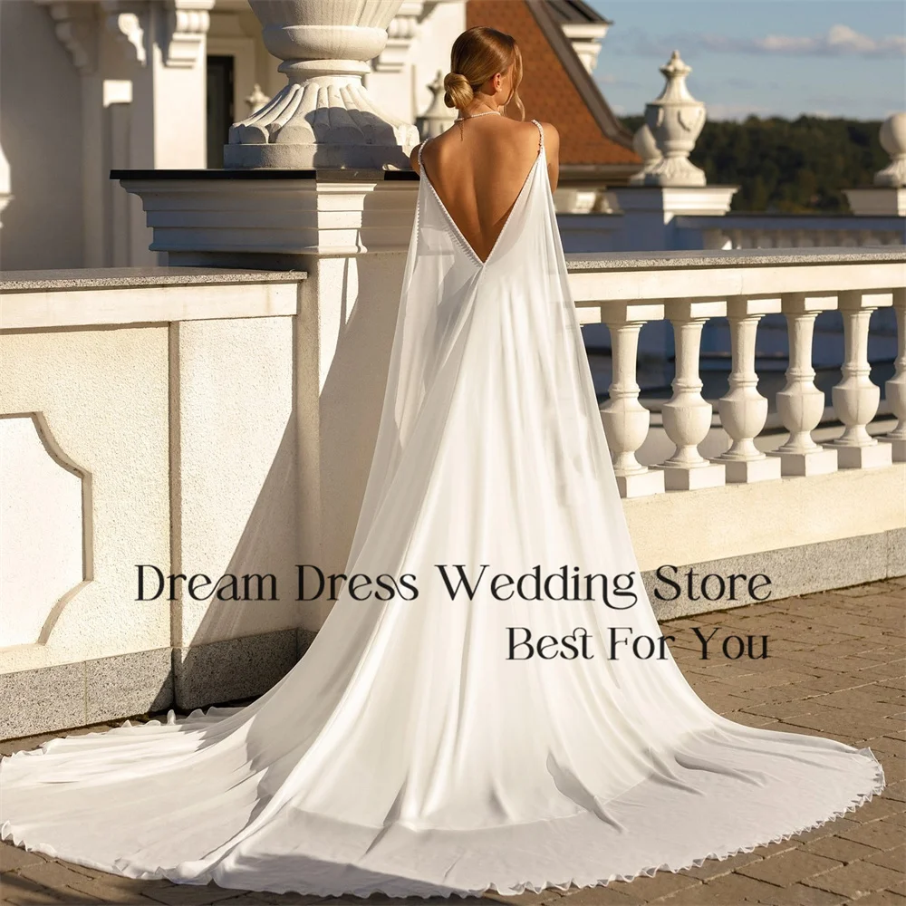 أنيقة حورية البحر الديكور فستان الزفاف المرأة الخامس الرقبة مفتوحة الظهر السباغيتي الأشرطة شال فستان زفاف Vestidos De Novia مخصص