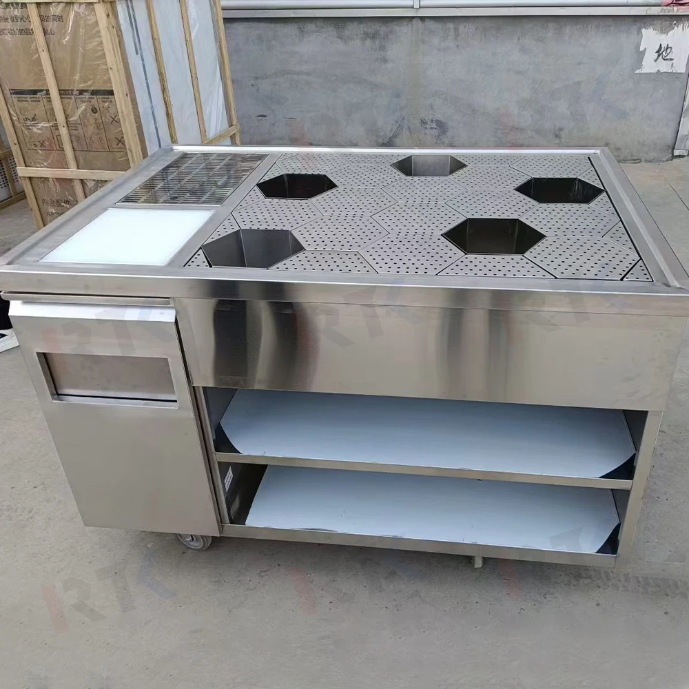 Certificated Stainless Steel Cocktail Station Bar Counter Industrial Set Cocktail Making Bar
