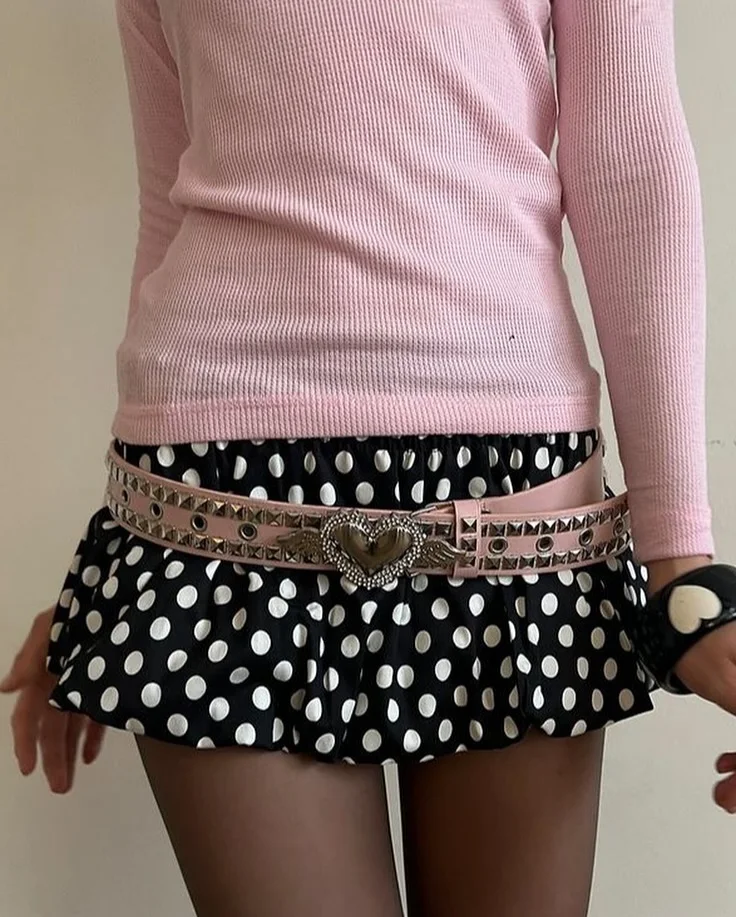 النمط الأمريكي فتاة حار الرجعية البولكا نقطة تنورة صغيرة الصيف Harajuku منتصف العتيقة نمط الحلو تنورة قصيرة سليم صالح تنورة قصيرة #1