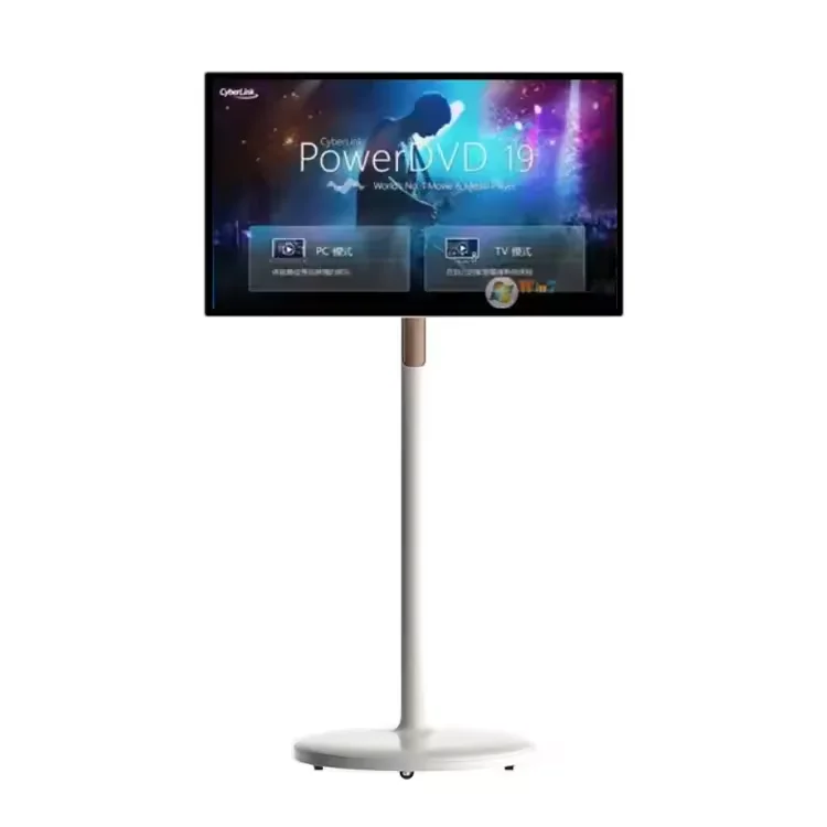 

27 32 Inch Portable Android TV LED Floor-Standing Smart Follow Me Video Player White Facebook TikTok Compatible Battery Operated