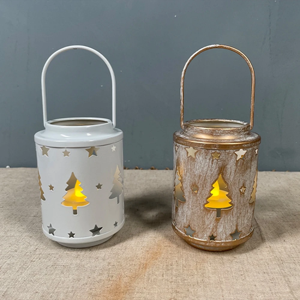 

Christmas Candlestick Small Iron Lantern Christmas Tree Snowflake Elk scene Props Decoration