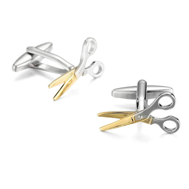 Boutons de manchette de chemise française pour hommes, matériel en cuivre, petits outils, marteaux, stylos, ciseaux, ouvre-bouteille, rapporteur, boutons de poignets français