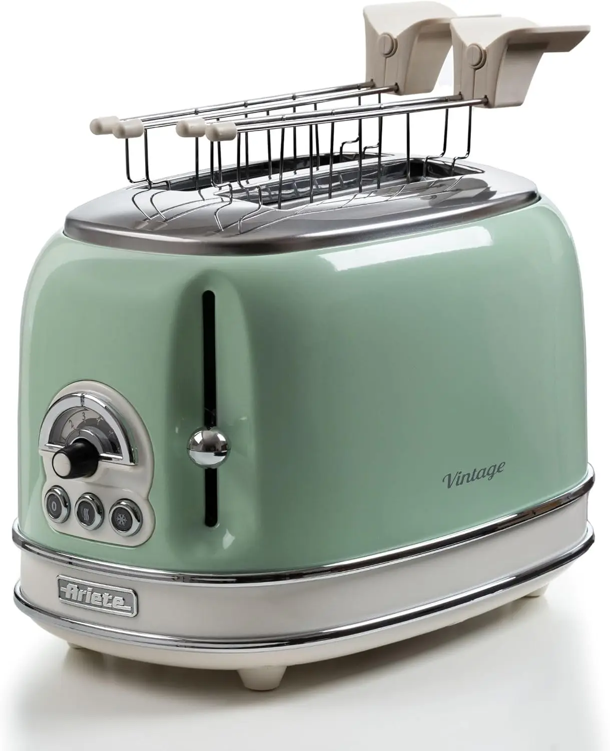 Tostadora vintage de 2 rebanadas, 810W, metal, verde