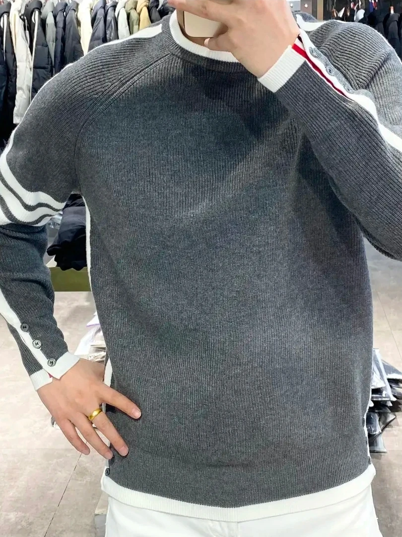 

Мужской комфортный вязаный свитер с круглым вырезом: модный, трендовый, осенне-зимний, новинка, легкий, роскошный, универсальный