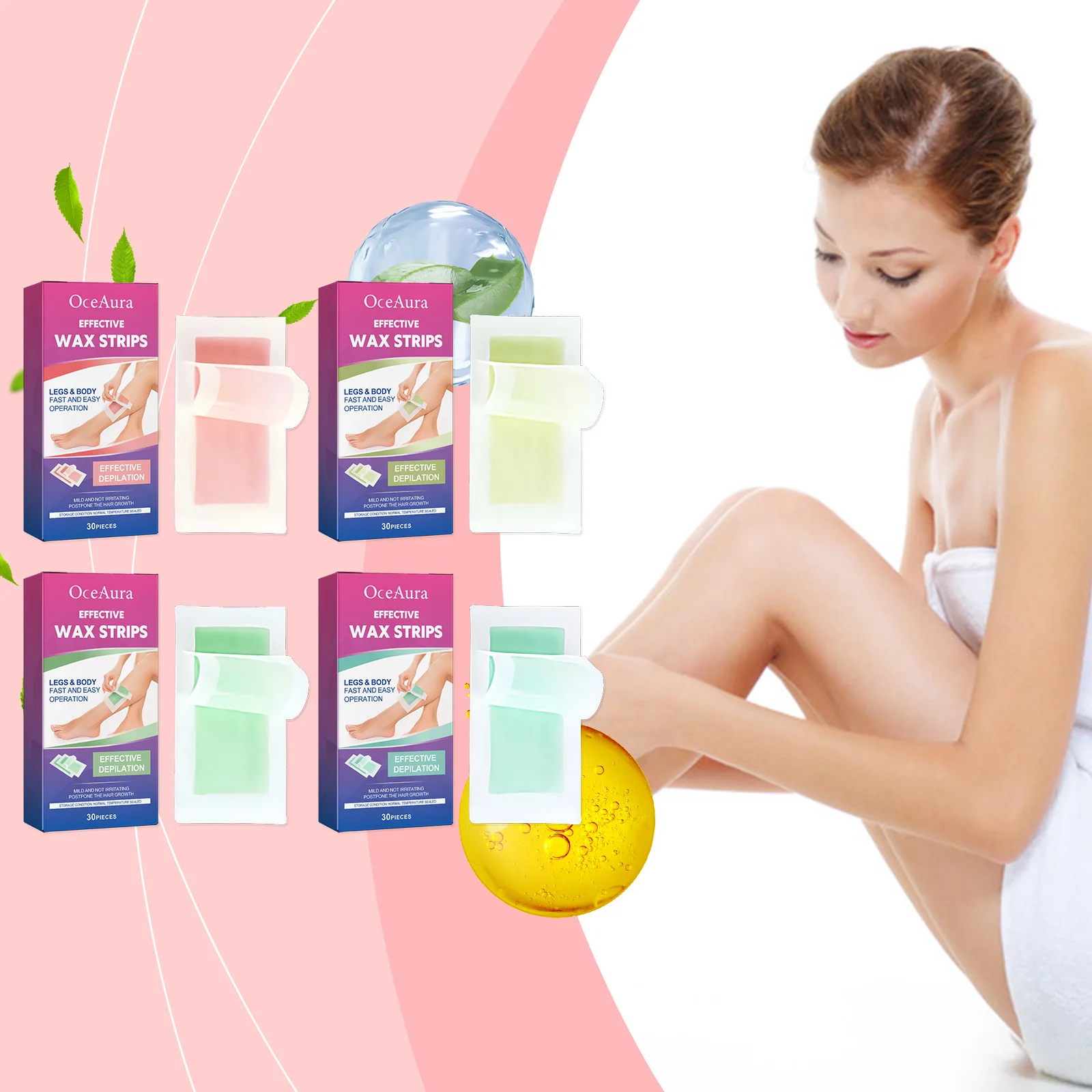 

OceAura Fragrant Hair Removal Wax Paper Series Gentle Moisturizing and Refreshing Skin Smooth Body Hair Removal Wax Strip