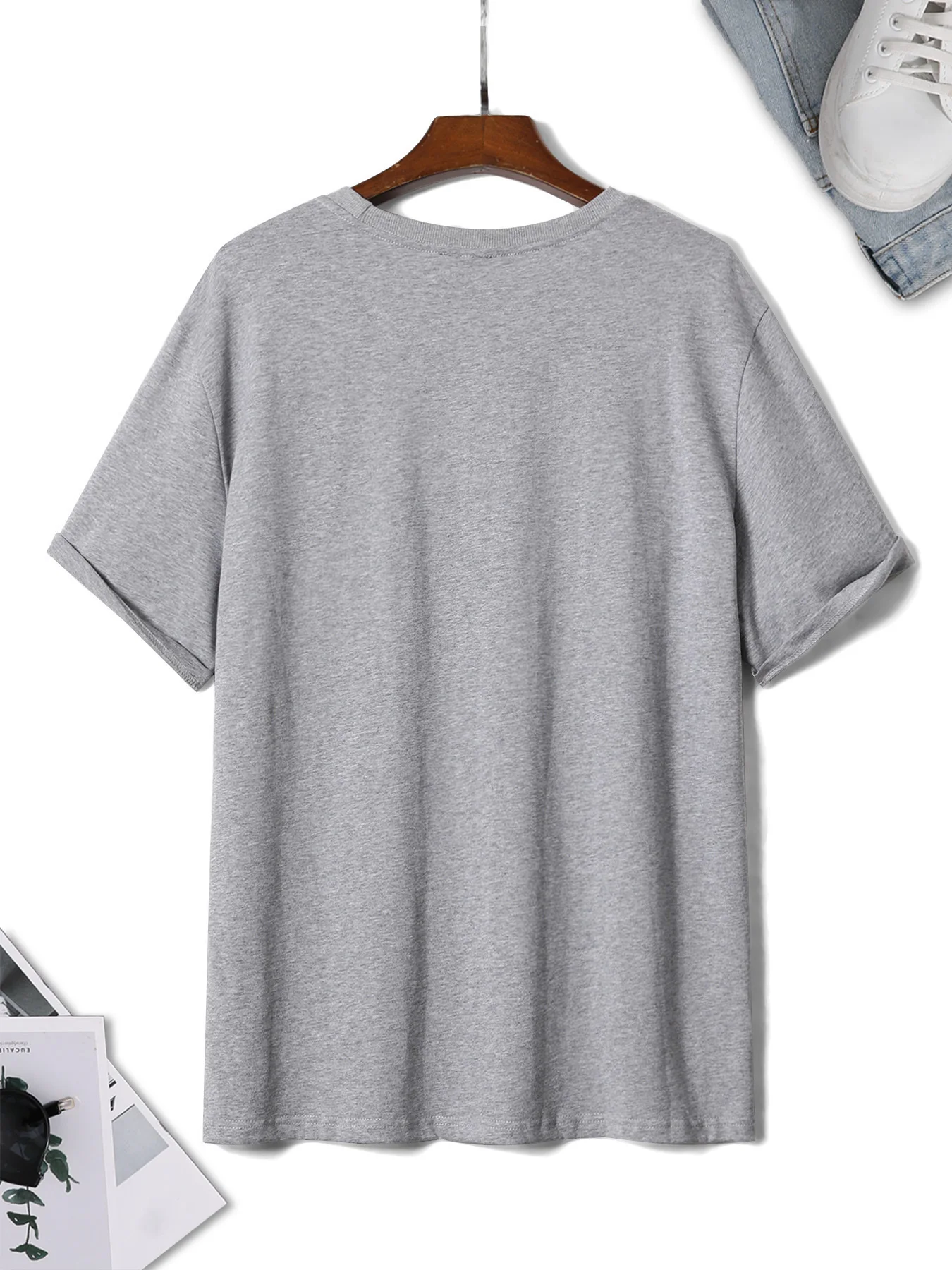 Men's Summer 100% Cotton Casual Fashion Retro Route 66 Printed Loose Breathable Round Neck Short Sleeve T-shirt