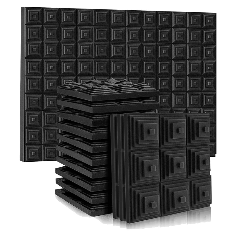 12 Pack Sound Proof Acoustic Foam Panels,2X12x12 Inch Soundproof Wall Panels,Sound Absorbing Foam For Game Room,Bedroom