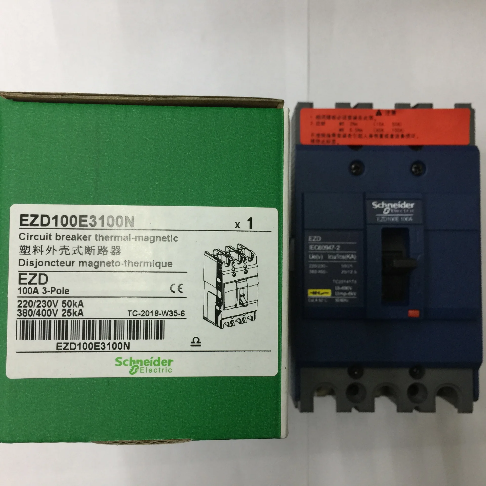 

EZD100E3100N EZD100E-100A 3P | 100A | 100A | 25KA circuit breaker