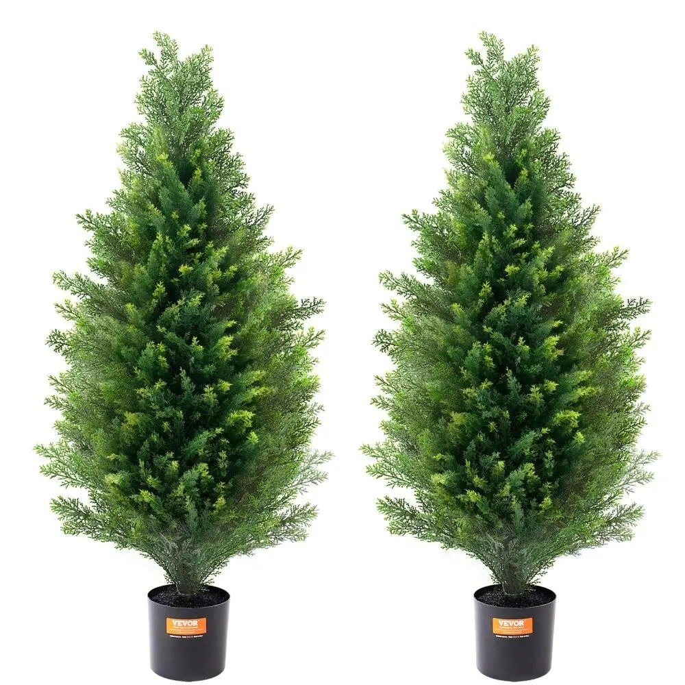 

2-Pack-3ft-Artificial-Cedar-Topiary-Tree-Faux-Plant-UV-Decor-InOutdoor