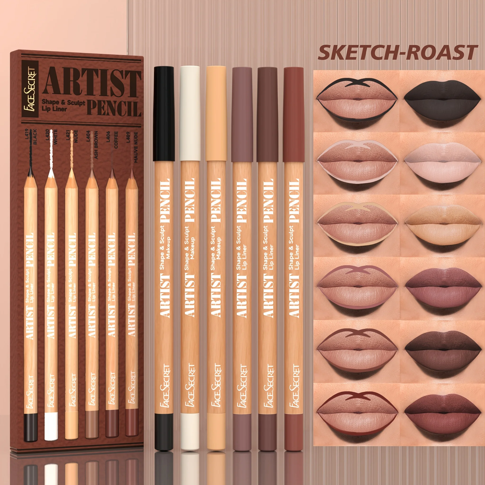 [Samt Matte Lip Liner] 6-teiliges, langlebiges samtmattes Lip Liner-Stift-Set |   Nicht trocknend und perfekt zum Füllen und Füllen von Lippen