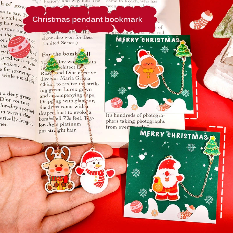 4 packs Cute Christmas Bookmarks Book Clips Children's Christmas Gifts Book Accessories Reading Supplies Aesthetic Stationery