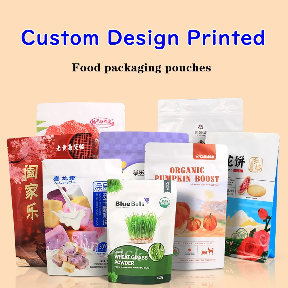 Niestandardowy projekt z nadrukiem do zgrzewania Tes Ziplock Bag Stand Up Packaging Smell Proof Mylar Pouch Bags For Nut Tea Powder Packaging