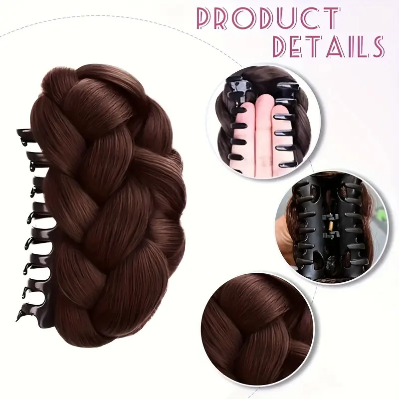 1pc Synthetic Claw Clip Hair Bun Natural Fluffy Wig Hair Clip Black Brown Bun Head Wig Women Daily Use