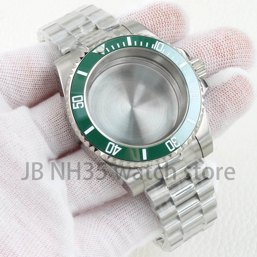 40 مللي متر NH35 حالة الياقوت الزجاج ل Sub NH34 NH35 NH36 NH38 حركة الصلبة 316L الفولاذ المقاوم للصدأ سوار الرئاسية 28.5 مللي متر الهاتفي
