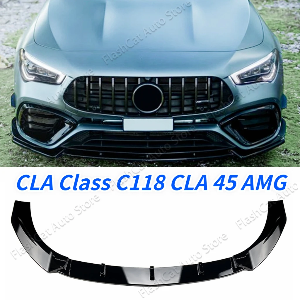 For Mercedes-Benz CLA Class C118 CLA 45 AMG Front Bumper Splitter Lip Spoiler 2019 2020 2021 2022 2023 Diffuser Tuning Body Kit