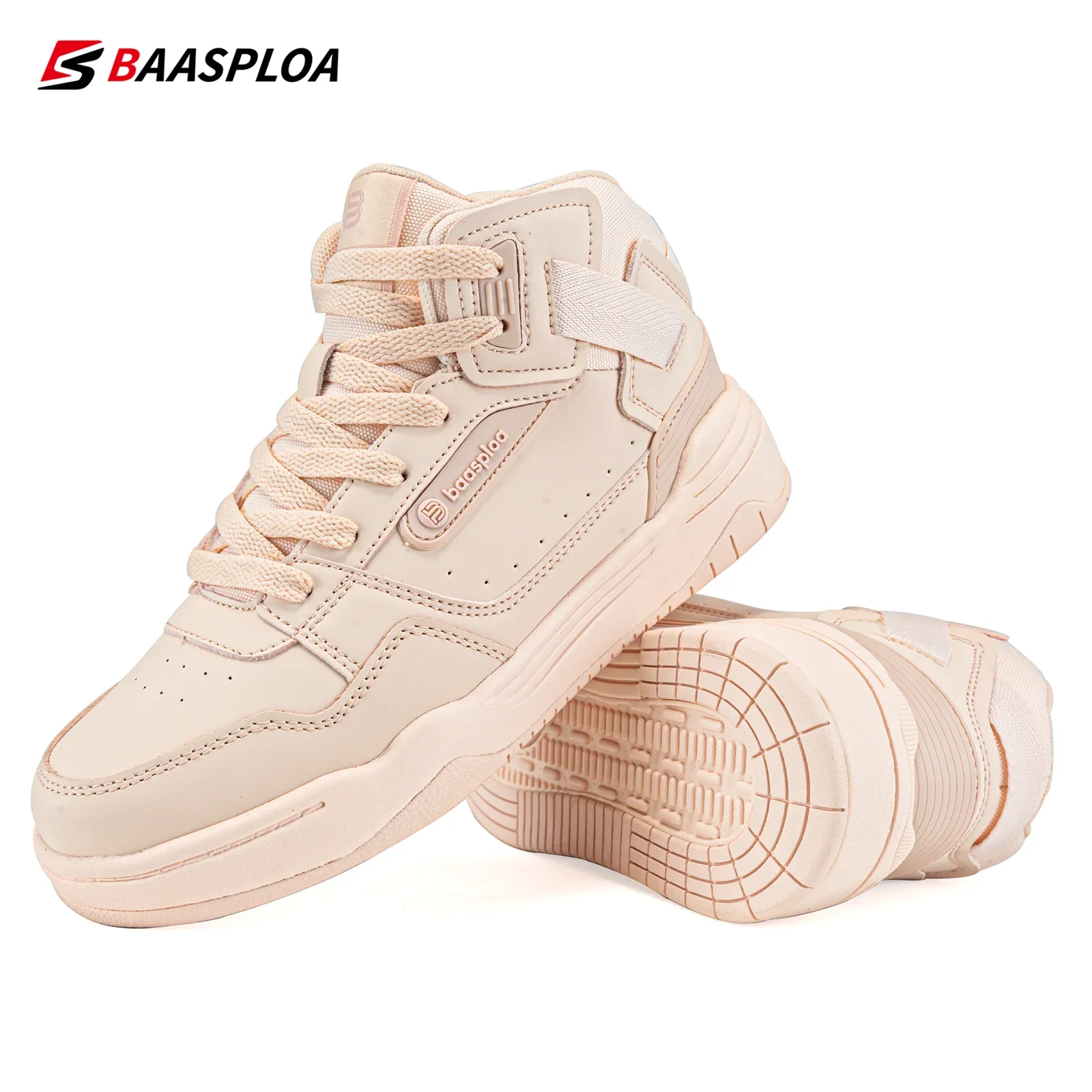 Baasploa Women Winter Sneakers New Fashion Leather Waterproof Casual Shoes For Women Plush Warm Walking Shoes Non-slip Outdoor