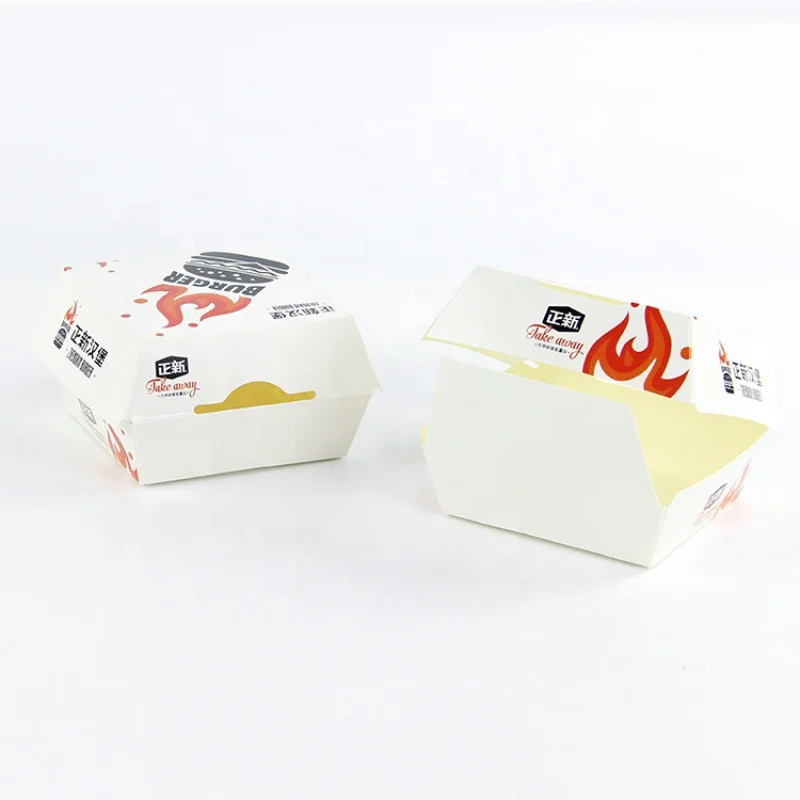 Customized productDisposable Biodegradable Kraft Paper Custom Print Takeaway Burger Box Container Fast Food Package