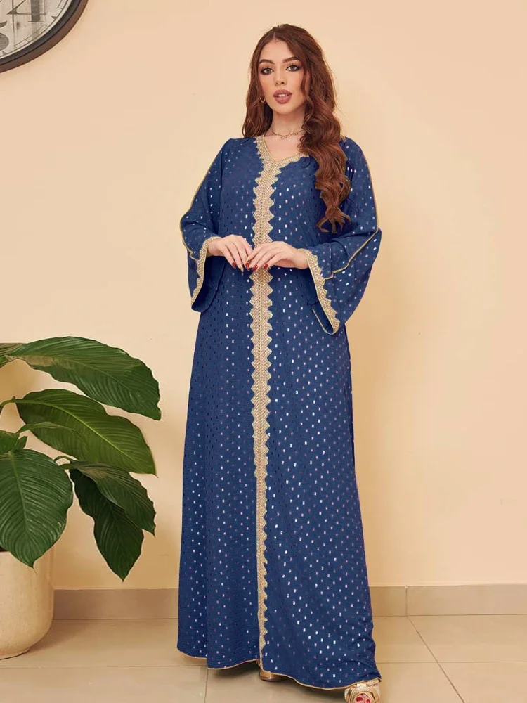 Autumn Muslim Dress for Women Dubai Arab Abaya Sequins Vestidos Arabic Turkey Moroccon Kaftan Islamic Clothing India Gown Robe