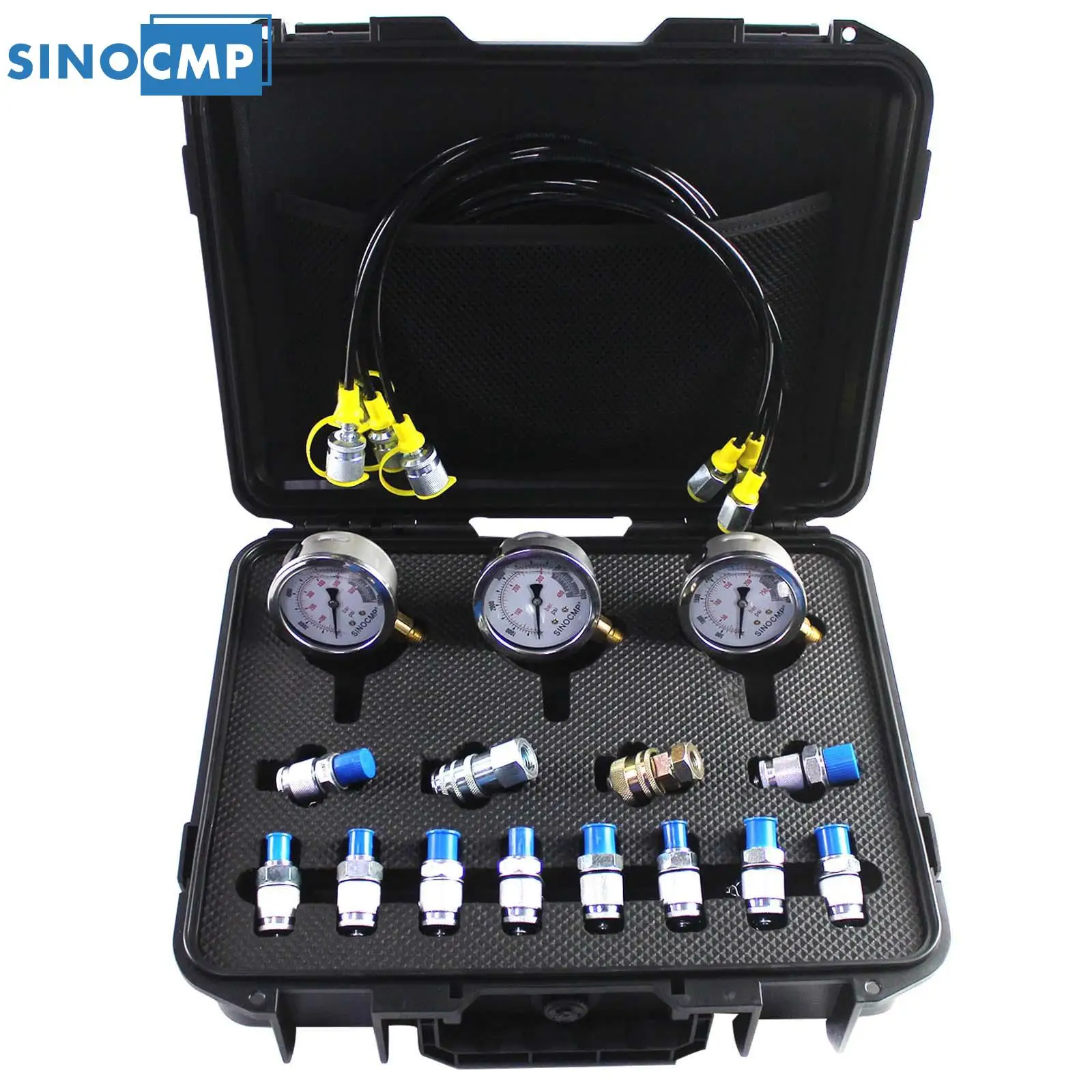 

Hydraulic Pressure Test Kit With 3 Gauges 25Mpa/40Mpa/60Mpa For Excavators Hydraulic Test Gauge Kit With 2 Years Warranty