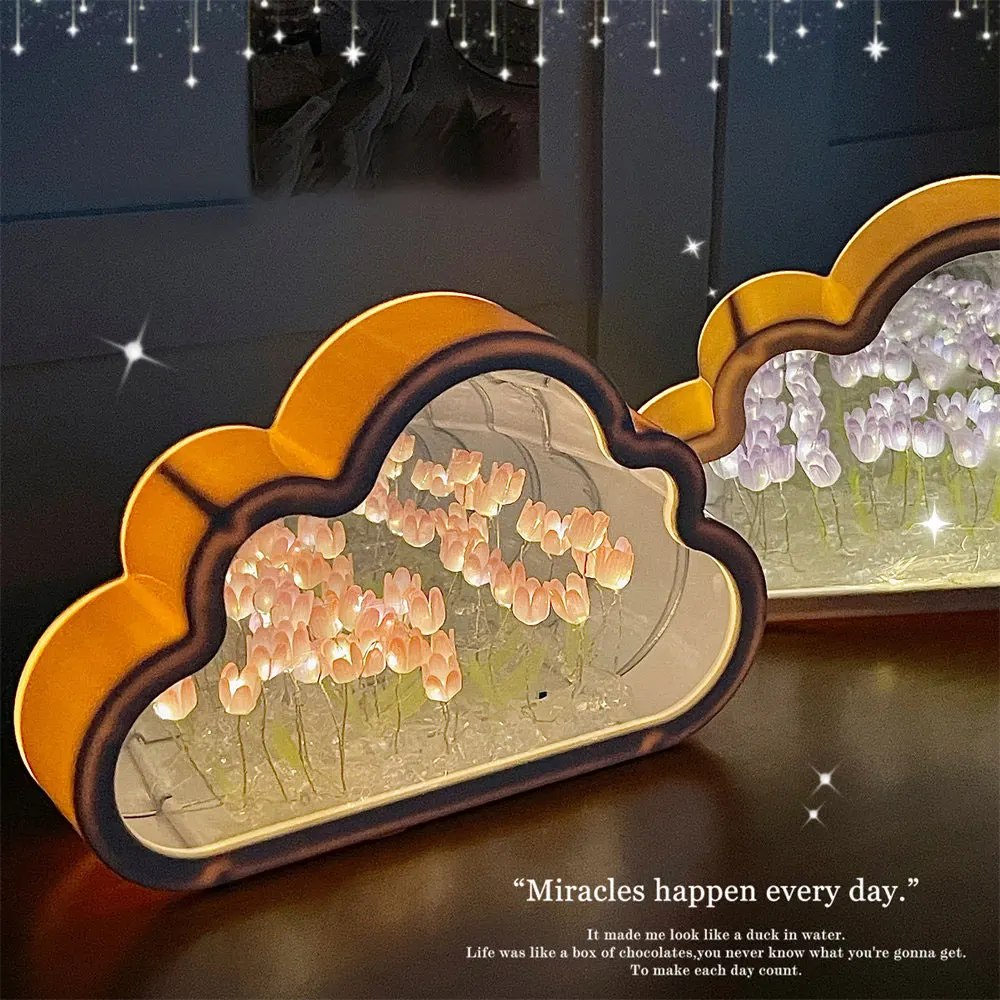 20pcs DIY Tulip Cloud Sea of Flowers Night Light Creative Light Atmosphere Light Transparent Qixi Lovers Gift Desktop Decora