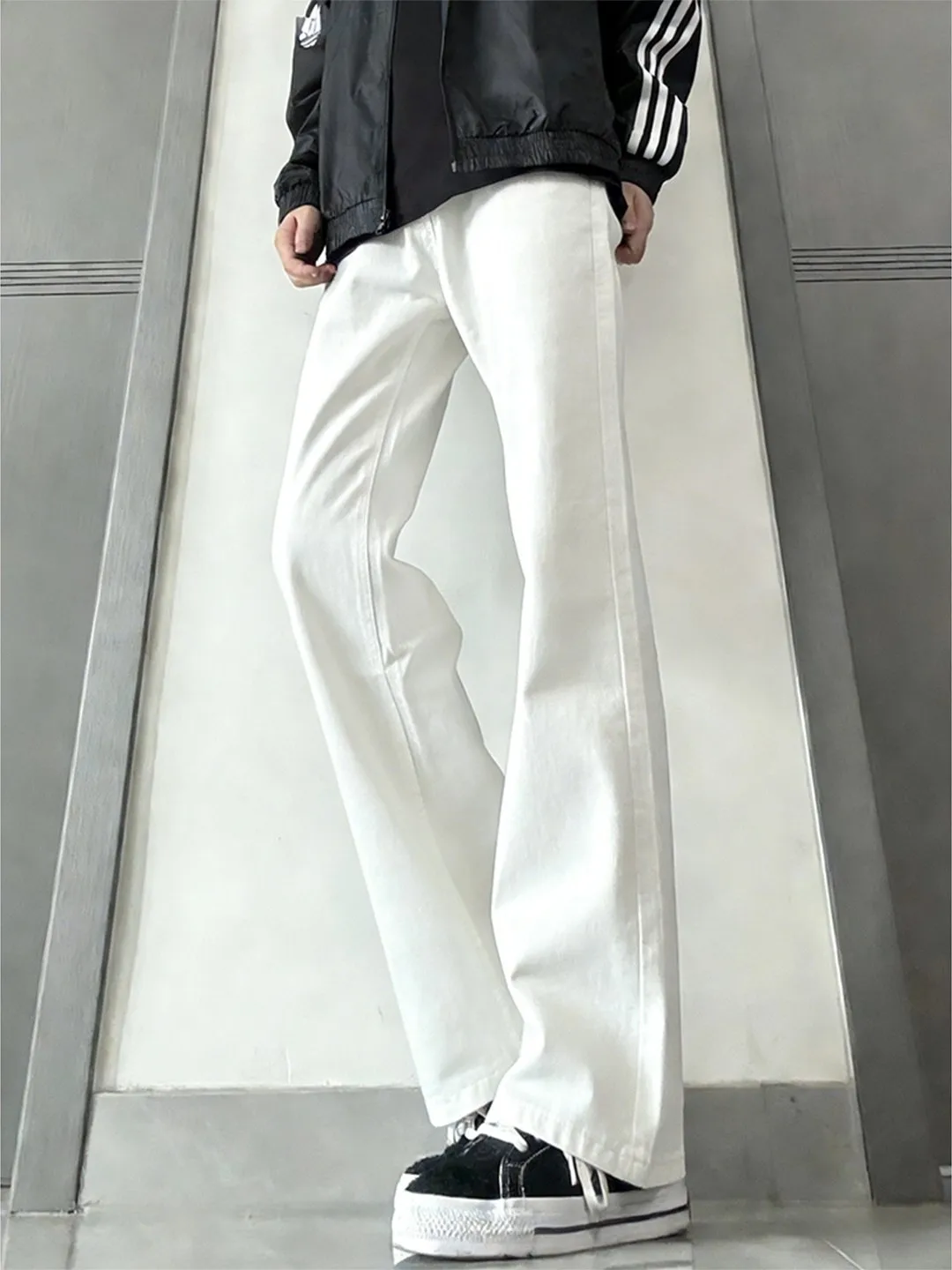 

White Fce Lined Thiened Straight Leg Men's Jeans Elastic Slimming Bootcut Casual Wear Resistant Chinese Brand ex