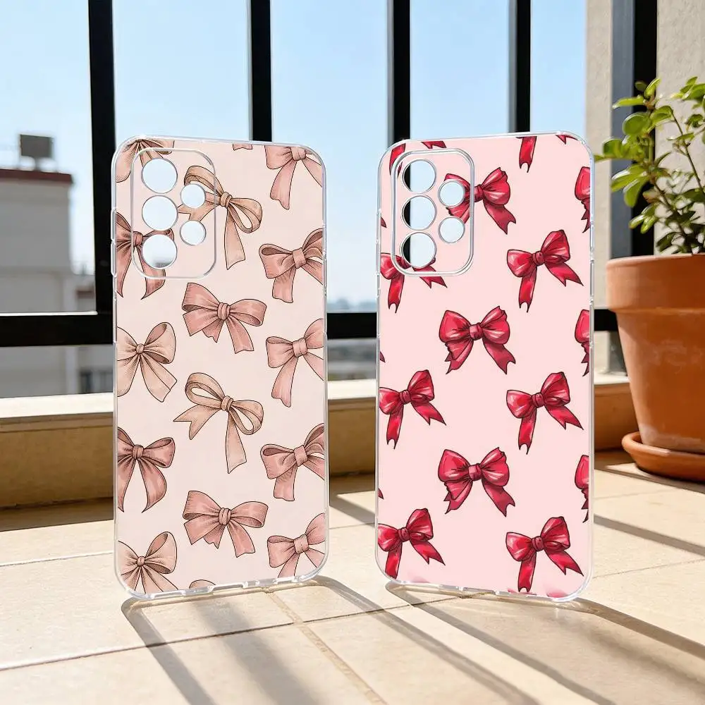 bowknot  Phone Case For Samsung S25,S24,S21,S22,S23,S30,Ultra,S20,Plus,Fe Transparent Cover