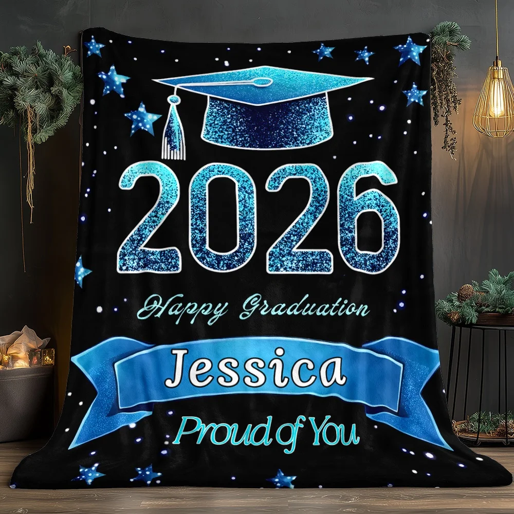 1Pc a 2026 Graduation Celebration Blanket, Personalized with a Name Or Text, Suitable for Camping, Office, Home, Holiday Gifts