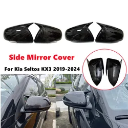 For Kia Seltos KX3 2019 2020 2021 2022 2023 2024 Car Rearview OX Horn Side Mirror Cover Wing Cap Exterior Door Shell Trim