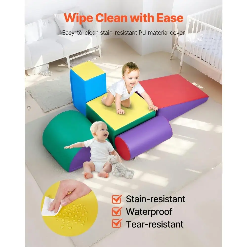 Набор блоков для скалолазания из мягкой пены для малышей, игры в помещении, безопасные обучающие игрушки, 5-компонентное детское альпинистское снаряжение