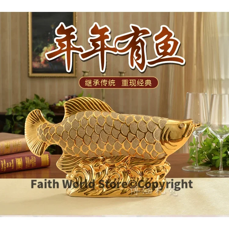 50CM large TOP COOL HOME OFFICE Company SHOP ROOM Efficacious Talisman Money Drawing Arowana Golden Fish FENG SHUI statue