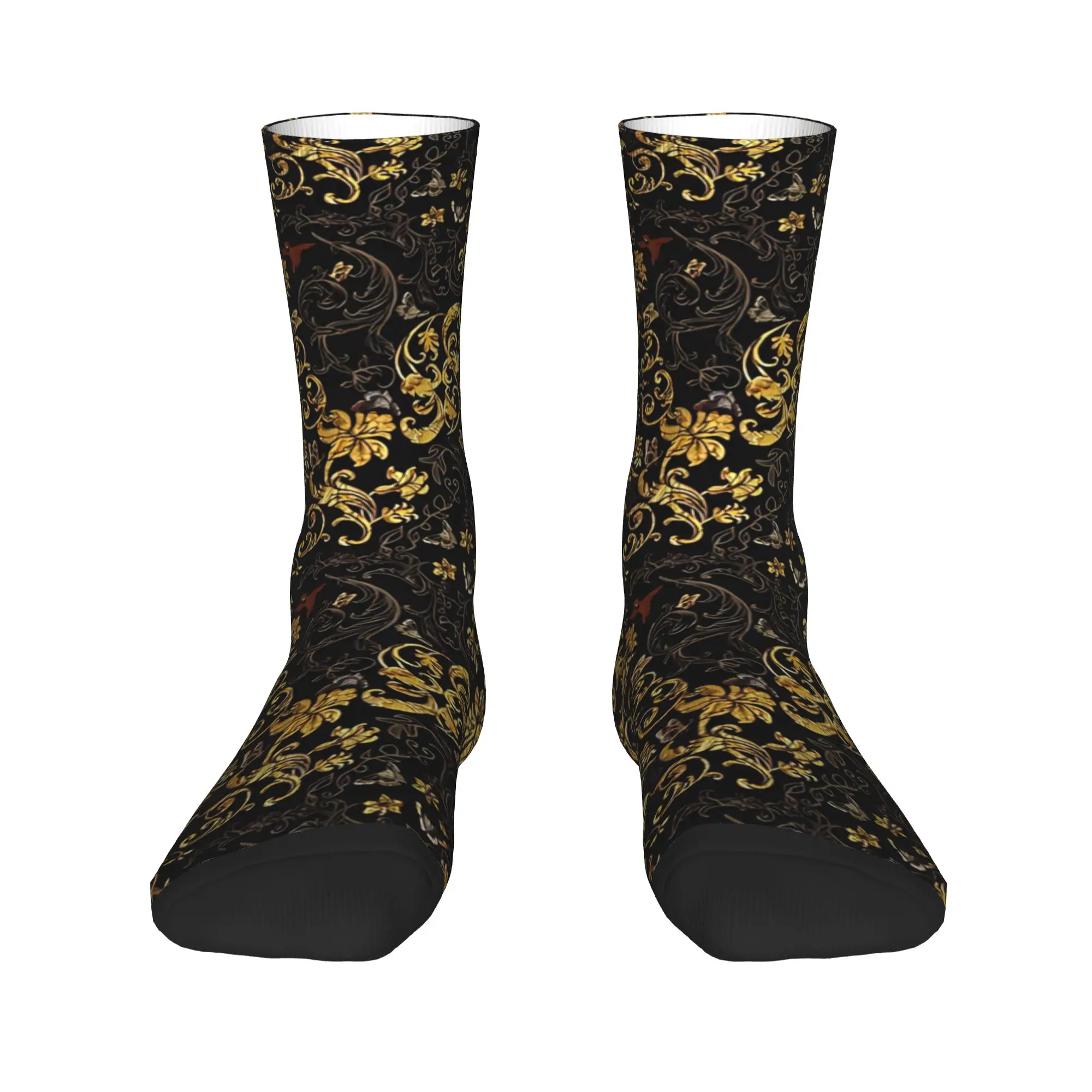 Gold Renaissance  Socks Transitions Gothic Stockings Couple Breathable Running Sports Socks Autumn Design Non Slip Socks