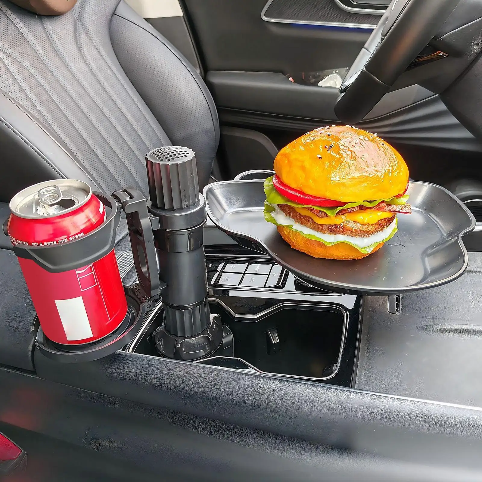 Cup Holder Tray For Car 360-Degree Rotation Food Rack Cup Holder Food Eating Tray For Seat Truck Kids Travel Desk Backseat Road