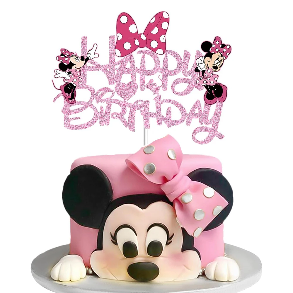 Minnie Mouse Birthday Cake Decorations Include Cake Topper Cupcake Toppers Minnie Mouse Birthday Party Supplies for Kids Party