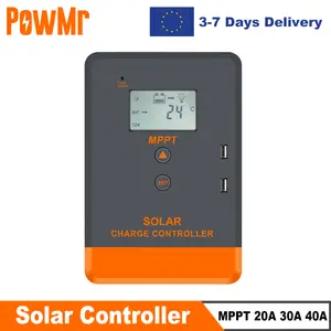 SolaMr 30A Solar Charge Controller MPPT 12V/24V Intelligent Solar Panel Charge Controllers With Led Screen Display Usb Port 5v Output Solar Panel Battery Regulator
