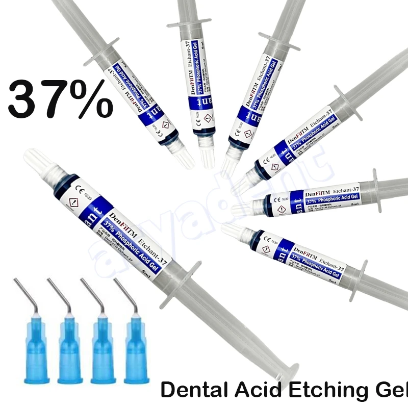 Dental Etchant Gel 37% Phosphoric Acid Gel Light Cure Agent Bonding Dentist Adhesive with Tips Dentistry Adhesive