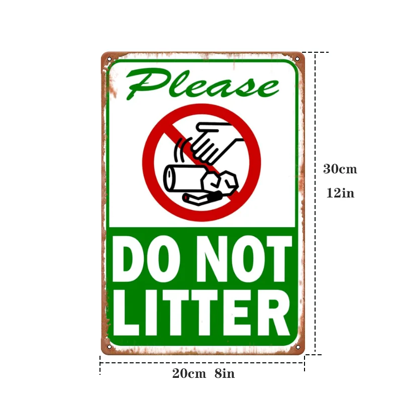 Do Not Litter Metal Sign, 30x20cm -  Sign for Indoor And Outdoor Use, Street, Garage, Cafe, Bar, Farm Wall Decorations