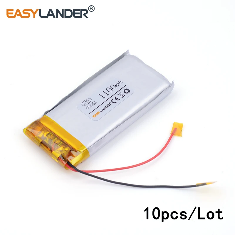 10pcs /Lot 682052 1100mah 3.7v lithium Li ion polymer rechargeable battery For GPS Tablet PC Digital Products Free Shipping