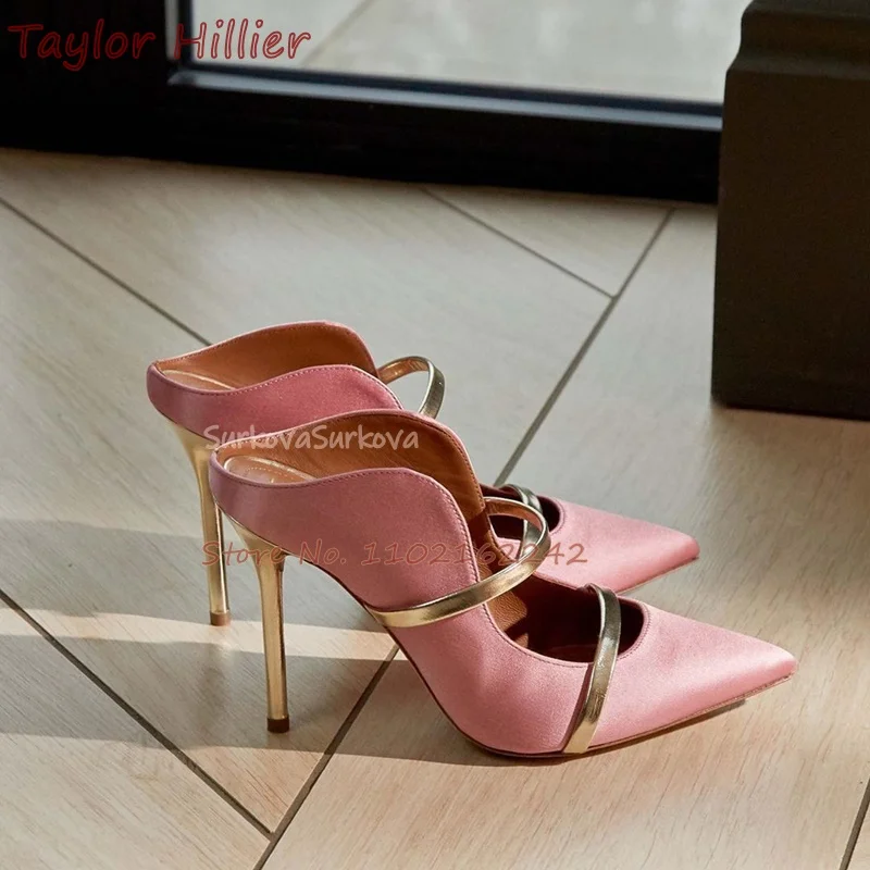 Frühling Flacher Mund Pantoletten Damen Spitz Stiletto Slingback High Heels Modische Echtes Leder Kleid Schuhe Pumps Große Größe