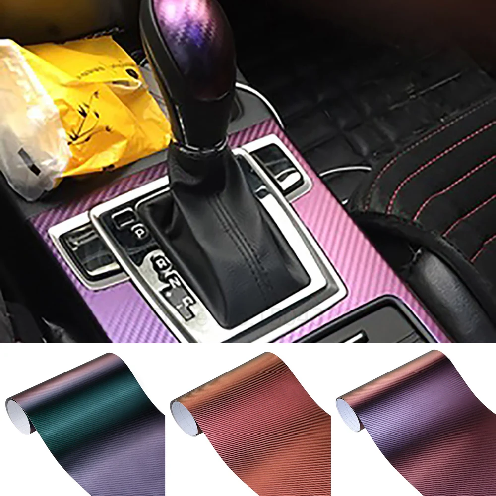 152*10/20cm 3D Carbon Fiber Chameleon Stickers Car Styling Foil Wrap Decal Vinyl Wrap Film Auto Interior Decoration Accessories