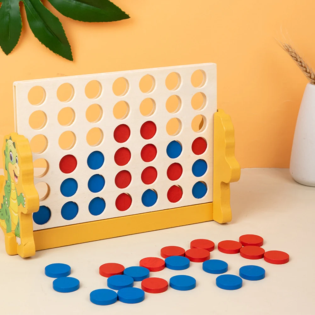 Wooden 4 in A Row Game Wood Connect Game Connect The 4 Discs of Same Colour in A Row Classic Strategy Game for Kids and Family