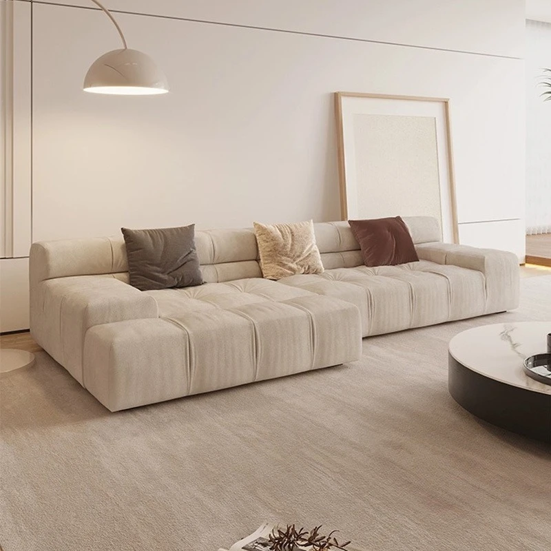 Customizable Italian Large Apartment Living Room Flat Module Combination Frosted Fabric Sofa