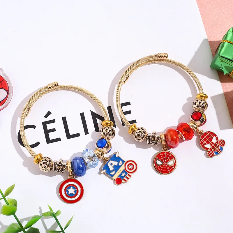 Fashion Spider-Man Captain America Bracelet adjustable stainless steel Rust-proof Wrist Jewelry Anime Accessories Creative Gifts