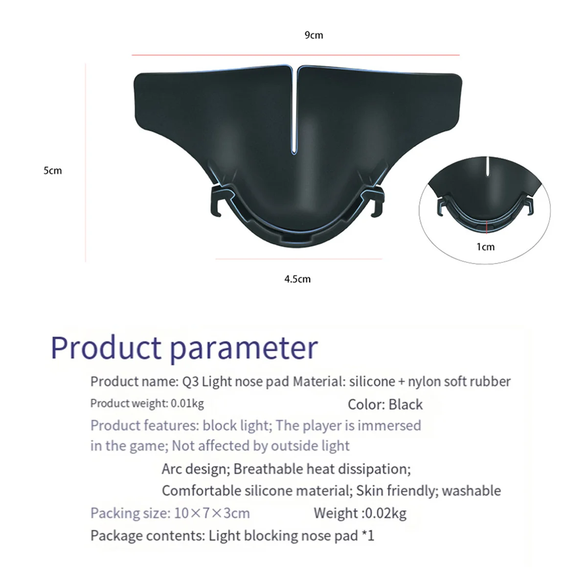 

AM-For 3 Silicone Nose Pad VR Headset Replacement Nose Cover Washable for 3 VR Accessories