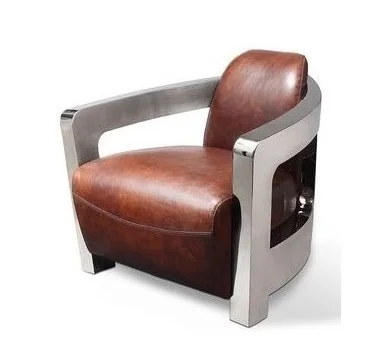 Industrial Retro Aviator Chair With Leather Frame Shiny Living Room Sofa For Bedroom Dining And Villa Home Furniture