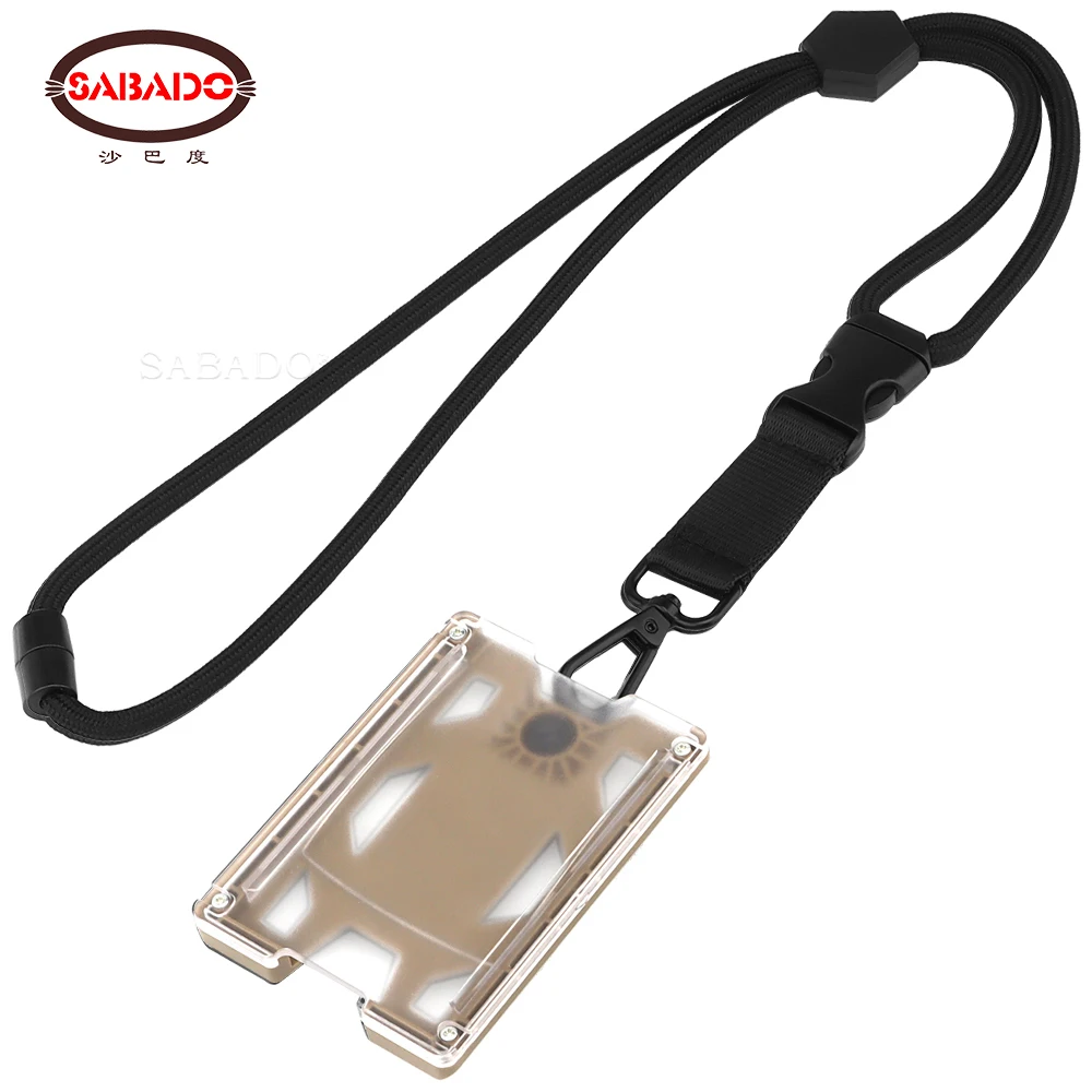 Outdoor T4 Badge Holder ID Card Holder Wallet Durable 4 Cards Slot Around Neck Lanyard With Metal Clip For Backpack Pocket ABS