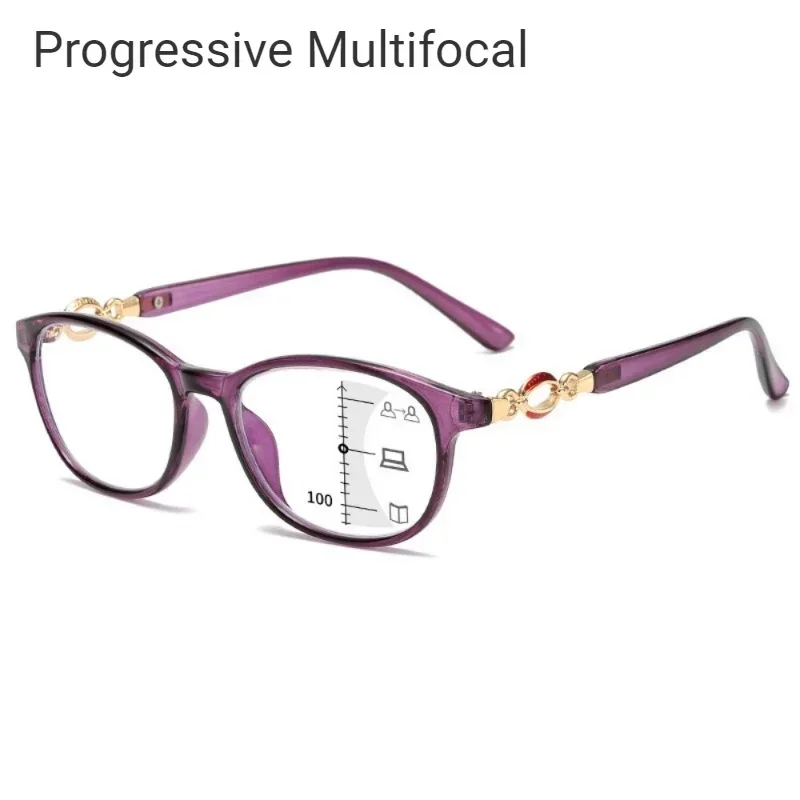 Lunettes de lecture multifocales progressives 3 en 1 pour femmes, Anti-bleu, faciles à regarder de loin et de près + 1.0 à + 4.0, nouvelle collection