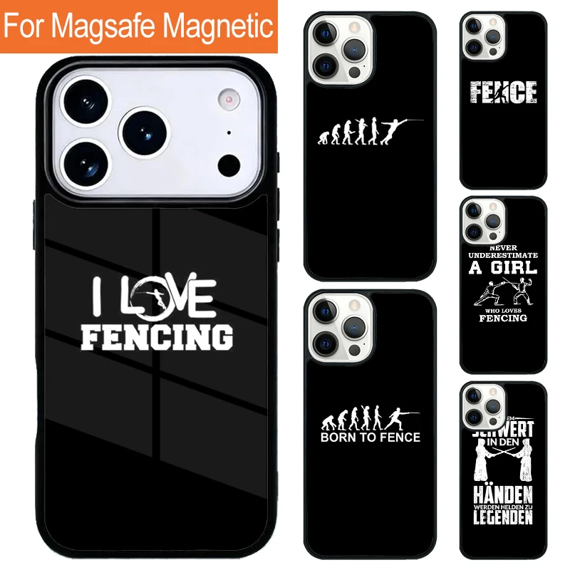 Divertida Funda Magnética con Diseño de Esgrima para iPhone 17 Pro, 16, 15, 13, 12, 11 Pro Max, Air 14 Plus con Cubierta Magsafe